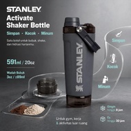 Stanley Activate Shaker Bottle 20oz 591ml for Gym and Outdoor, 3oz Powder Container, Vacuum Insulati