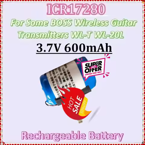 3.7V 600mAh New ICR17280 3-wire Plug for Some BOSS WL-T WL-20L Wireless Guitar Transmitters Battery