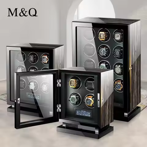 M&Q Luxry Watch Winder High-End 2 4 6 9 12 24Slots Automatic Watches Box with Quite Motor LCD Touch 