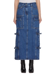 3.1 PHILLIP LIM MEDIUM WASH DENIM UTILITY MAXI SKIRT