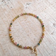 包14k金彩色碧璽間隔日本金珠珠手鍊預定款