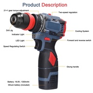Z316.8V 2-In-1 Lithium Drill Electric Screwdriver Multi-Function Power Tool 45Nm Torque Brushless Motor Screw Driver