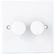 British Standard Dimmer Switch 2 GANG 2 WAY 150W LED DIMMER SWITCH MATT WHITE