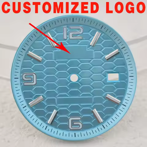 NH35 Case 39.5mm Fit 33.8mm No logo Honeycomb Motif Watch Dial for Oyster Land-Dweller NH35 Automati