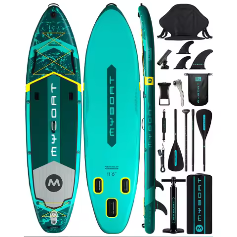 Myboat BASS HUNTER Green SUB Waterproof Inflatable Paddle Board 11'6''x35''x6'' Aquatic Fishing With