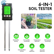 6 in 1 Soil PH and Humidity Tester Multi-function HD Display Soil Tester with Backlight