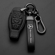 Leather Smart Remote Car Key Case Cover FOB Bag Pouch For Mercedes Benz AMG W203 W210 W211 W124 W202