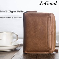 JvGood Fashion Wallets Men Zipper Wallets PU Leather Bifold Pocket Purse with Detachable Card Holder Men Short Wallet Coin Card Holder Money Credit Cards ID Window Large Card Wallet