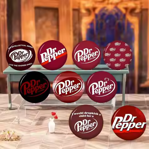 D-Dr Pepper Anime Button Pin Handmade Brooch For Clothes Cartoon Badge Backpack Decoration Jewelry A