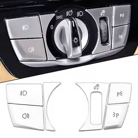 6Pcs/set Headlight Switch Buttons Trim Cover Decoration For BMW 5 Series G30 G31 2018-2022 Interior 