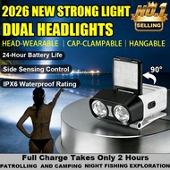 【In stock,8 in1】Warsun OWL Headlamp Rechargeable Head Lamp Long lampu suluh kepala distance: 1000000