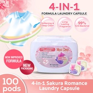 [Maxi Clean] 100 pods - 4in1 Laundry Detergent Capsule With Scent Booster / Sakura Romance Scent