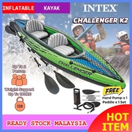 INTEX 68306 CHALLENGER K2 KAYAK Inflatable Boat Set Outdoor Inflatable Sport Gaming Fishing Boat / Kayak Angin Free:Pump