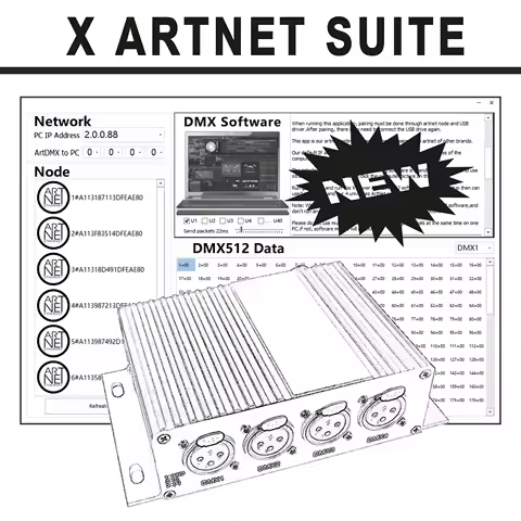 DMX CONTROLLER X-Power ArtNet Software DMX512 Dimmer Disco Lighting MA2 MA3 On Pc Sun Suite3 DVC5 Ti