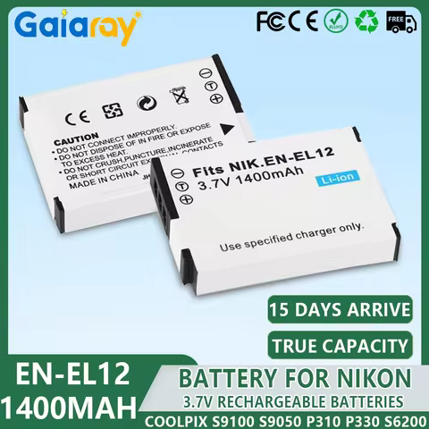 EN-EL12 N EL12 1400mAh Battery For Nikon COOLPIX S9100 S9200 S9050 P300 P310 P330 S6200 S6300 S9400 