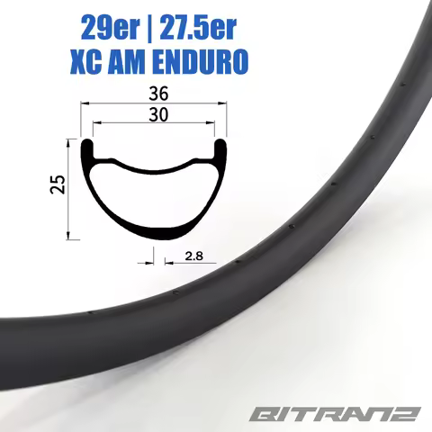 29" 27.5" Mtb Bike Wheel 36mm 30mm Width Carbon Rim Asymmetry 29er 650b 25mm Disc Hookless Mountain 