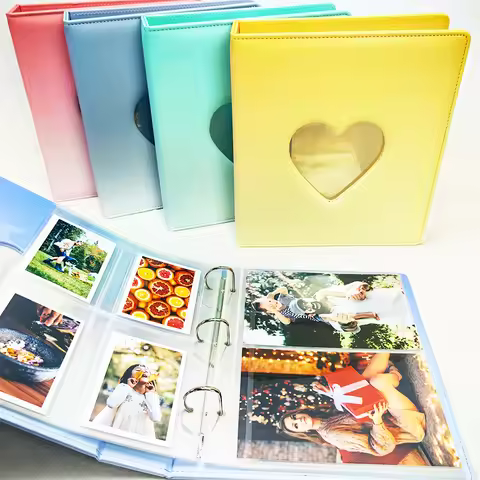 A5 3-Ring Macaron Gradient Heart Shaped Widening Photo Album Binder Photocard Card Holder for Photog