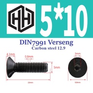Flat L Bolt M5 x 10 Verseng Flat Head Hex Steel Black BV510BAJA