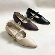 Madame Women's Pointed Heels 3cm Low Heels Kitten Heels Pointed Toe Buckle Strap Wishlist