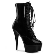 15cm High Heel Women's Boots Nightclub Low-Top Leather Boots Black White Round Toe Pole Dance Students Dance Shoes