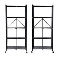 5-tier Storage Shelving Unit, Metal Shelf 27.9"x13.4"x62.5, Foldable Storage Shelf With Wheels, Gara