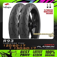 TAYAR KOMBO CORSA PLATINUM TUBELESS TYRE R93 120/60-17+150/60-17 FOR BENELLI TNT300,YAMAHA R25,KAWAS