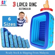3 Rings Inflatable Rectangular Swimming Pool Kid/Toddler Outdoor Bathtub kids pool baby swimming poo