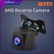 IUYEV AHD มุมมองกว้าง HD กล้องถอยหลังรถมองหลังวิดีโอกล้องติดรถยนต์สำรองข้อมูลกล้องมองเวลาถอยหลัง4ไฟ LED กลางคืนวิสัยทัศน์ POKJN กล้องมองหลังสำหรับจอดรถ