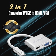 Converter Type C 2 in 1/Converter Type C to Hdmi+Vga/Cable Type C 2in1