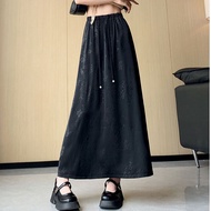 New Chinese Style Chinese Style Jacquard Acetate Satin Skirt Women Summer New Elastic High Waist Dra