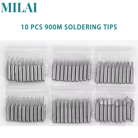 10 pcs 900M-T Lead-Free Soldering Iron Tip I/B/K/KU/0.8D/1.2D/1C/2C/3C/4C Head Bit for Welding Acces