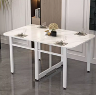 全城熱賣 - 折疊餐桌（仿白石色案頭+白架（全實木））（尺寸：100x60x75cm）#H019062051