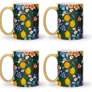 Rifle Paper Co. Paket Mug Porselen Berisi 4 Penggunaan Sehari hari Dan Pertemuan Dengan Desain Unik 