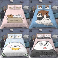 【customize】We bare bears bed set Single/Super single/queen/king 3D printed fitted  bedsheet  Pillowcase customize  beddings korean cotton Comfortable Washable