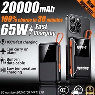 ✈3c Powerbank✈20000mah 65W Fast Charging powerbank Built-in Cable＆stand type-c＆lighting Lcd display 