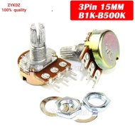 5pcs WH148 B1K B2K B5K B10K B20K B50K B100K B500K 3Pin 15mm Shaft Amplifier Dual Stereo Potentiomete