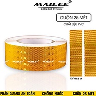 Băng Dán Cuộn Decal Phản Quang Dán Xe Ô Tô, Xe Máy, Xe Tải 25 mét x 5cm Màu Vàng, Chất Liệu PVC Chốn
