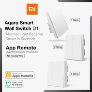 Xiaomi Mi Aqara Smart Wall Switch D1 Zigbee Single Fire Line version 1 / 2 / 3 Gang (No Neutral Wire