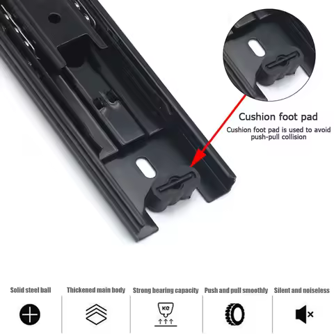 2Pcs Side Mount Telescopic Drawer Rail 3 Section Mounting Drawer Runners Slider Telescopic Slider fo