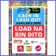 ✰ ஊ ✢ ◰ AW 2 in 1 SIGN MAYA PAYMAYA GCASH CASH IN CASH OUT  SIGNAGE + LOAD NA DITO GCASH LOAD CASHI