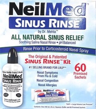 NeilMed - - 洗鼻沖洗套裝 (洗鼻器+洗鼻鹽水60包)<新舊包裝隨機發貨>705928001008
