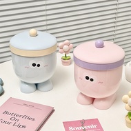 Plastic Creative Cartoon Desktop Trash Can Lid Storage Bin Household Student Dormitory Sundries Bin 