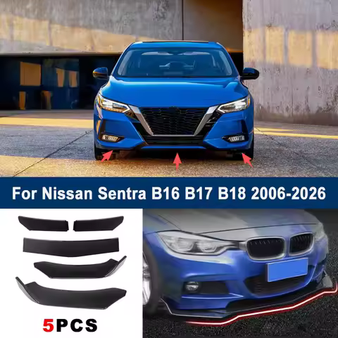 Adjustable 5Pcs Sectional Front Spoiler Lip For Nissan Sentra B16 B17 B18 2006-2026 Front Bumper Spl