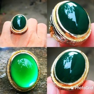 Cincin Pria Natural Batu Akik Bacan Doko Cincau Super Kristal Tembus Jumbo High Quality