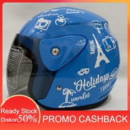 Helm Motor SNI Evo Traveling Biru Half Face Nouvo SNI Dewasa - bukan KYT INK GM NHK ZEUS MDS JPX