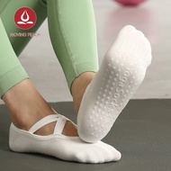 MOVING PEACH Women Pilates Socks Yoga Socks Breathable Cross Strapping Dance Socks Non-Slip Barre So