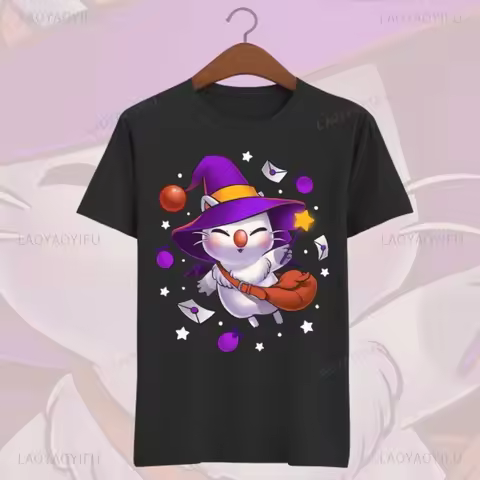 Witch Moogle Final Fantasy Printed T Shirt Tops Cute and Spooky Final Fantasy IX - FFXIV - FFVII Rem