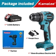 Kamolee Tool 18V 10mm Baterai ganda Mesin bor cordless/Elektrik Drill/ bor listrik/beton besi kayu full set pilihan Bor tanpa kabel