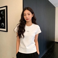 Alo Luxury Brand Letter Print T-Shirt Slim Fit Commuting Simple Top