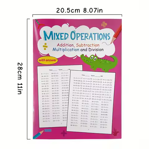 Math Workbook for Grade 3-4 Mixed Operations with Answers, Addition, Subtraction Multiplication Divi